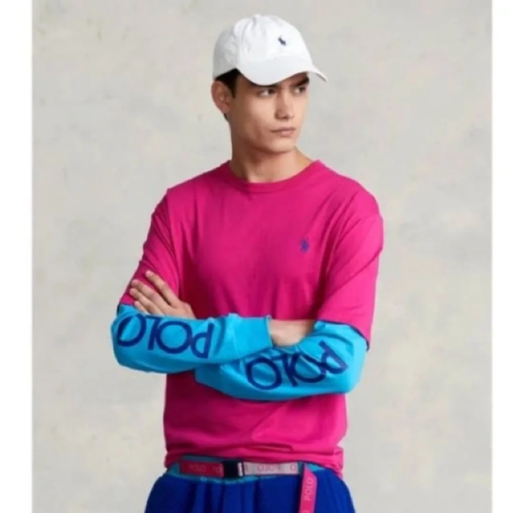 Polo Ralph Lauren Men's Fuchsia and Teal Long Sleeve Top Size XL - Picture 1 of 5